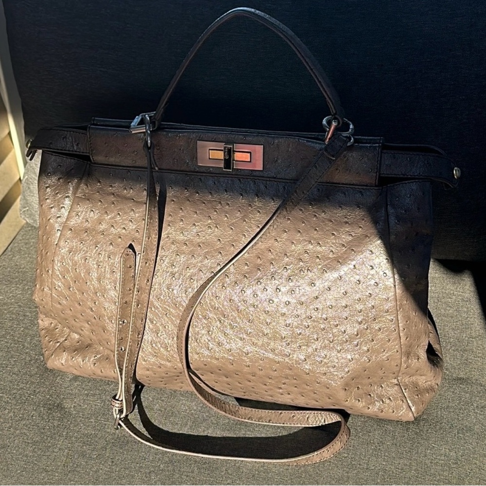Fendi Peekaboo ostrich leather